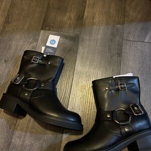 Black Ankle Boots with Buckle Detail